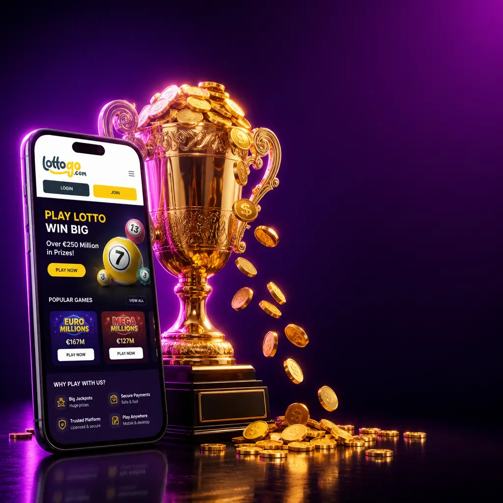 LottoGo PWA casino lobby showing 300+ games including slots, live dealer tables, and jackpot games for UK players