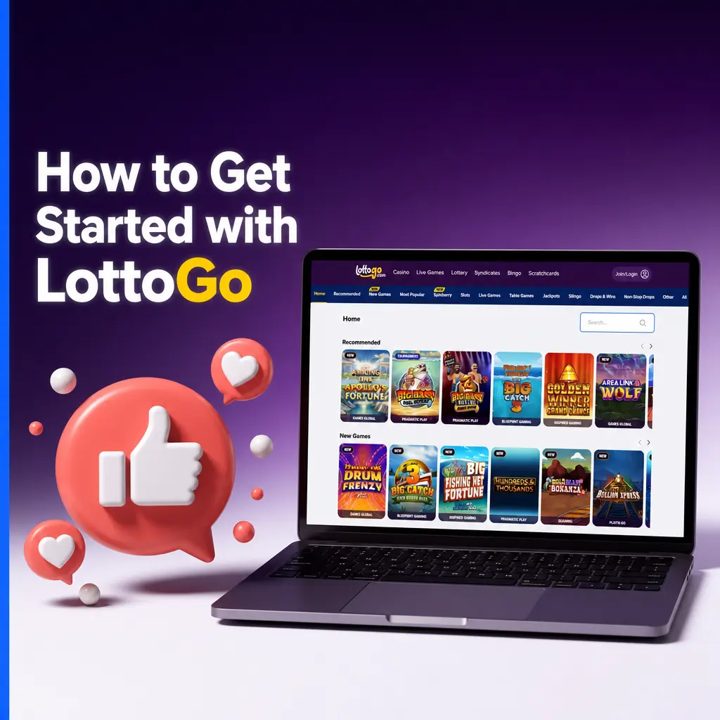 Step-by-step guide to getting started with LottoGo, covering account creation, verification, deposit, and bonus claim